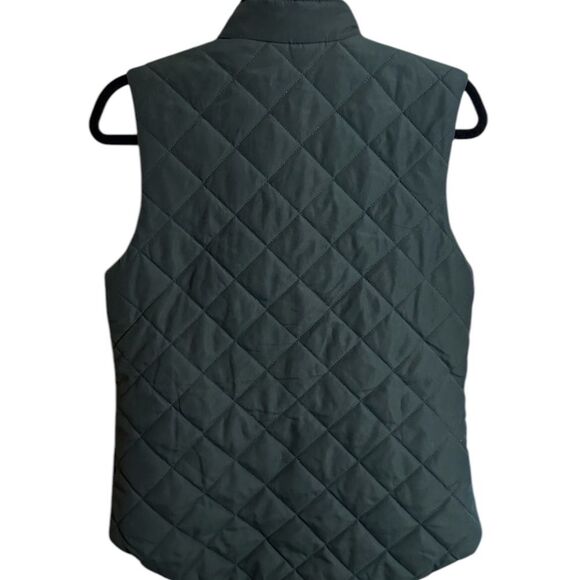 Laura Scott Quilted Front Zip Vest Size Medium, Forest Green Lined Snap Pockets - Picture 2 of 6